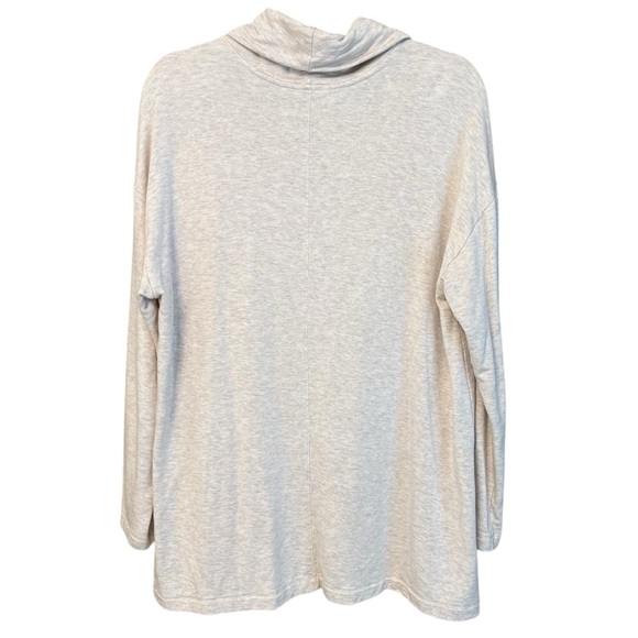 PureJill Fleece Cowl Neck Tunic Top Oatmeal Large Cozy Casual Neutral Coastal - Picture 4 of 5